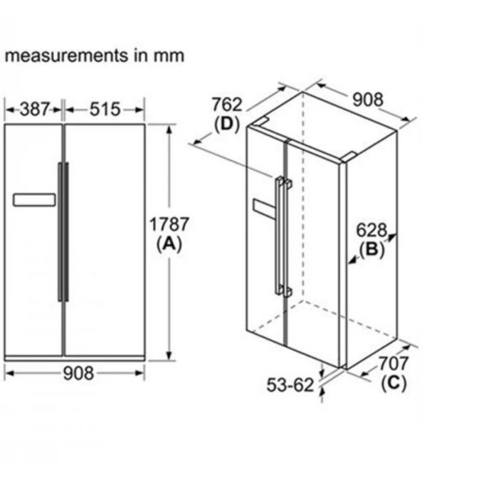 Tủ lạnh đơn Bosch KGN56HIF0N 3 kich thuoc lap dat tu lanh don bosch kgn56hif0n