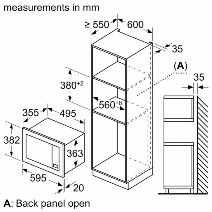 Lò vi sóng Bosch BEL653MB3 5 Kích thước lò vi sóng Bosch BEL653MB3